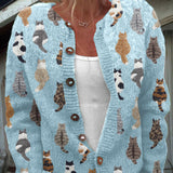 Dumitra – Cardigan tricotat cu pisici