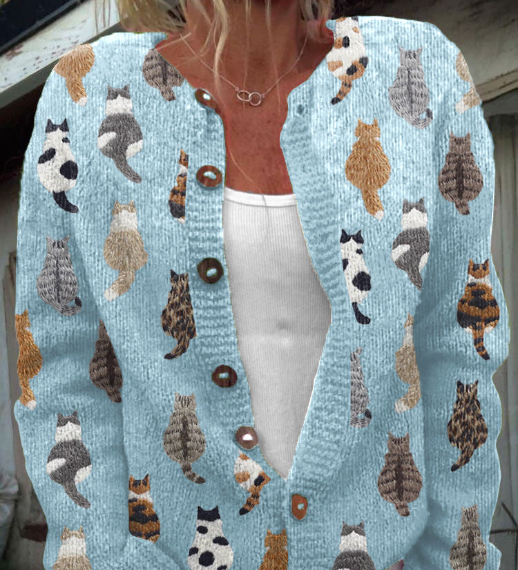 Dumitra – Cardigan tricotat cu pisici