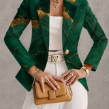 Silvana – Blazer verde cu model marmorat