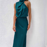Silvia – Rochie halter din satin