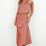 Silvia – Rochie halter din satin
