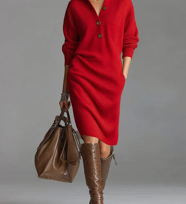 Ioana – Rochie tricotată cu nasturi