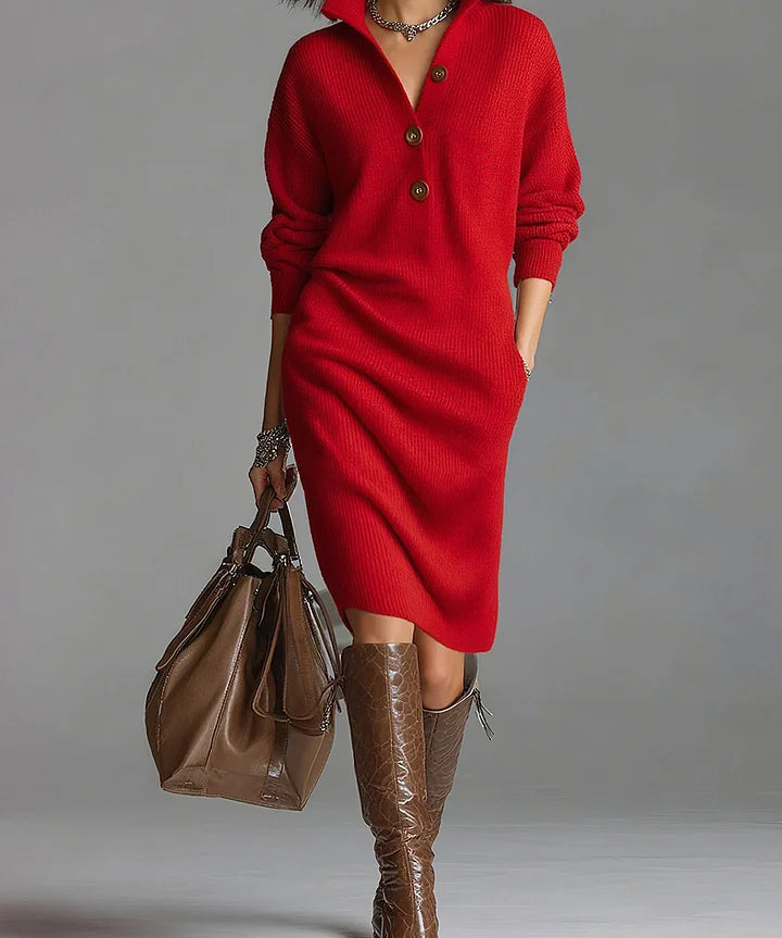 Ioana – Rochie tricotată cu nasturi