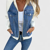 Claudia – Geacă denim cu mâneci tricotate