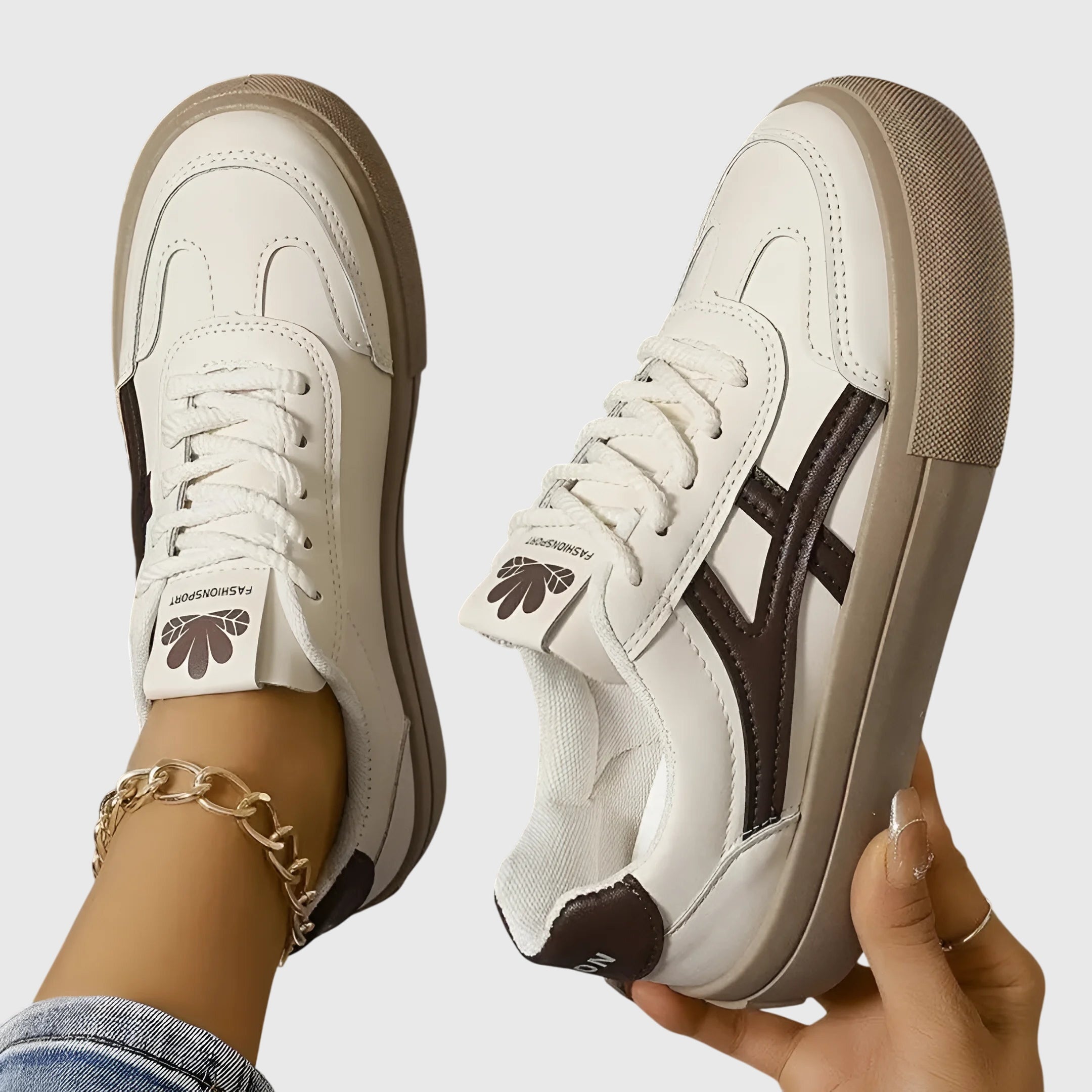 Elza – Sneakers ortopedici maro