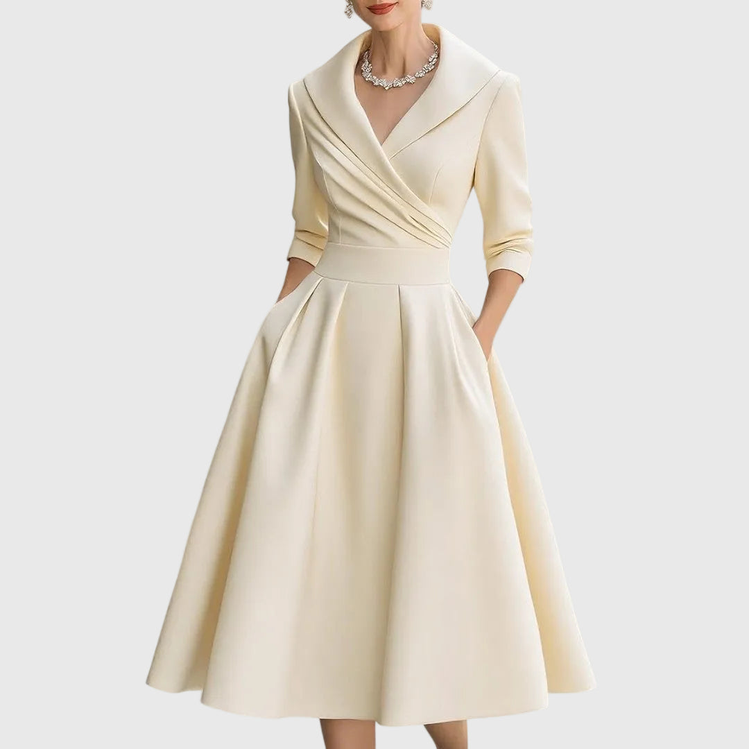 Grațiela – Rochie midi cu guler șal