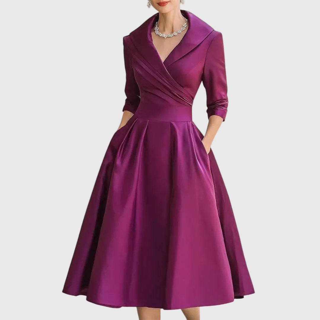 Grațiela – Rochie midi cu guler șal