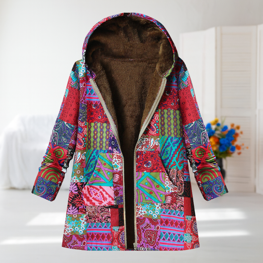 Domnița – Geacă patchwork roz cu glugă