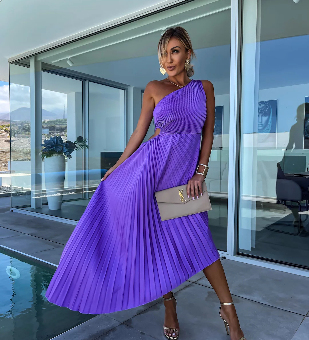 Casandra – Rochie plisată asimetrică