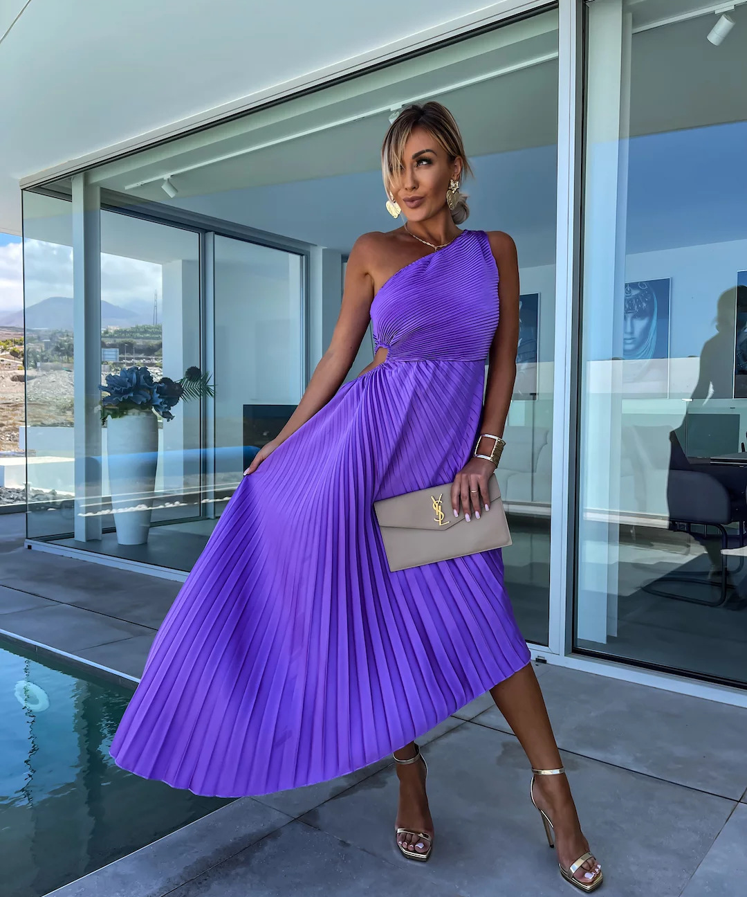 Casandra – Rochie plisată asimetrică