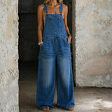 Eugenia – Salopetă denim cu crac larg