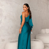 Geanina – Rochie satin asimetrică