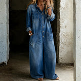 Ilaria – Salopetă din denim cu nasturi