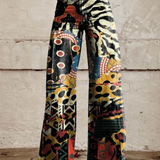 Teodora – Pantaloni largi cu imprimeu patchwork