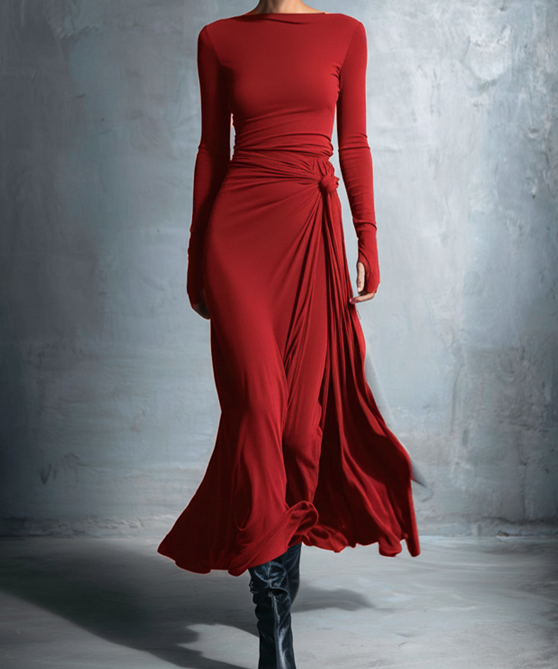 Theodora – Rochie maxi cu nod lateral