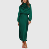 Anastasia – Rochie maxi satinată cu drapaj
