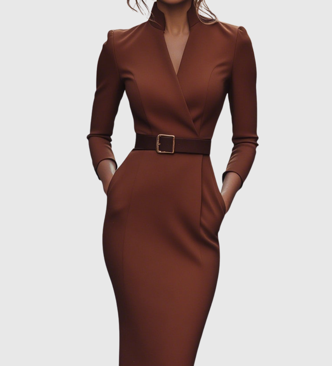 Casandra – Rochie creion cu cataramă