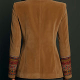 Elvira – Blazer catifelat cu broderie boho