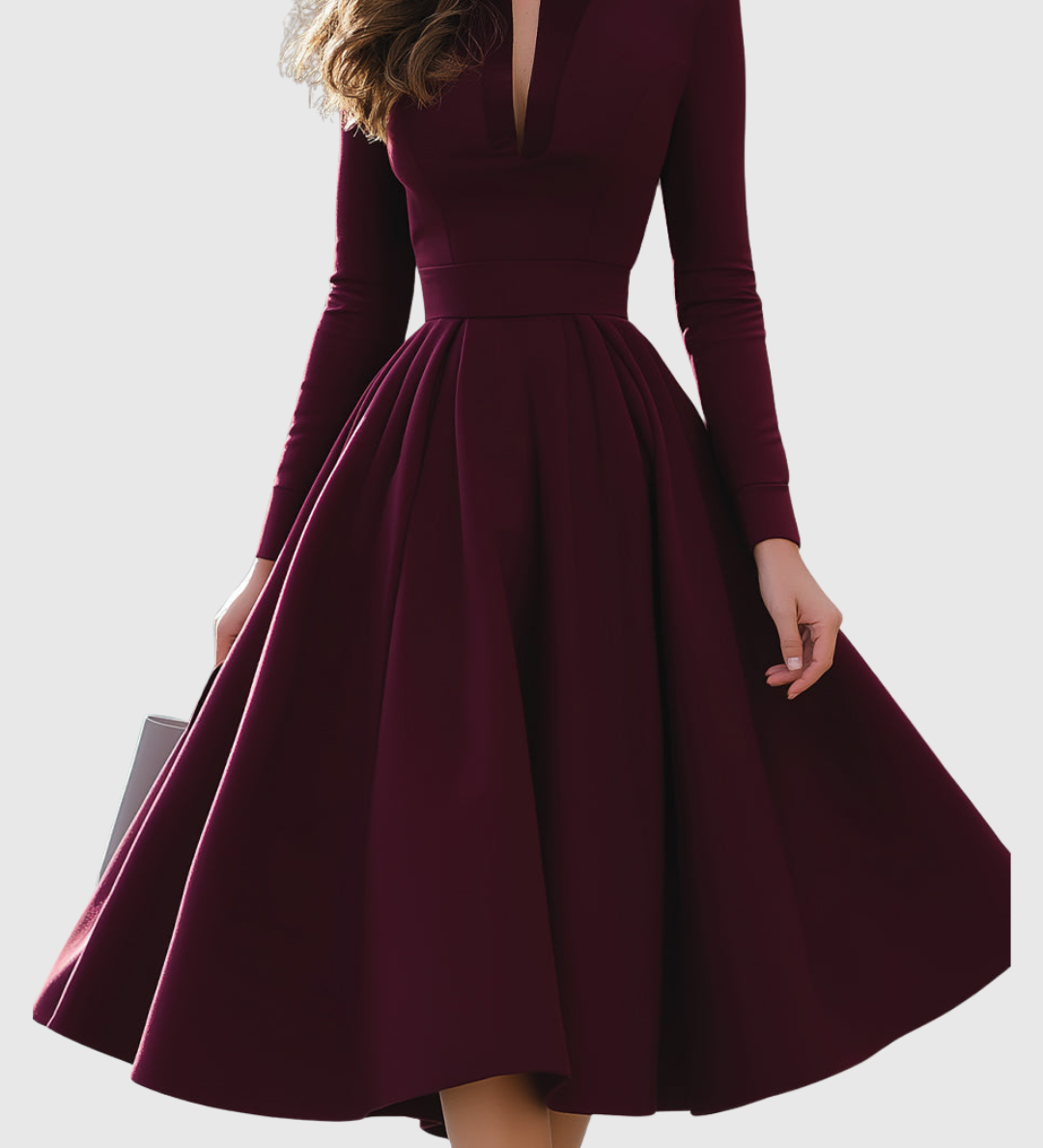 Cerasela – Rochie midi bordo evazată