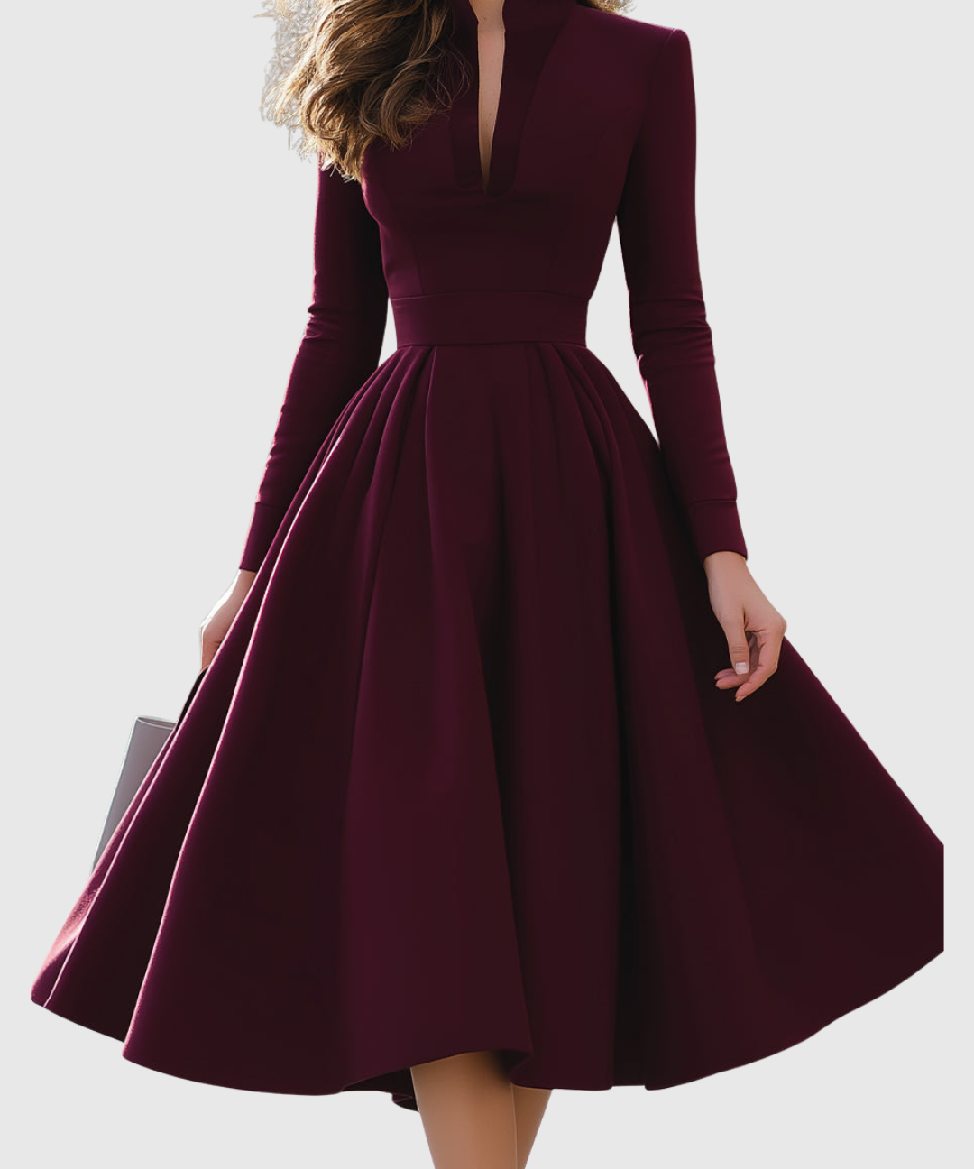 Cerasela – Rochie midi bordo evazată