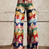 Valeria – Pantaloni largi cu margarete