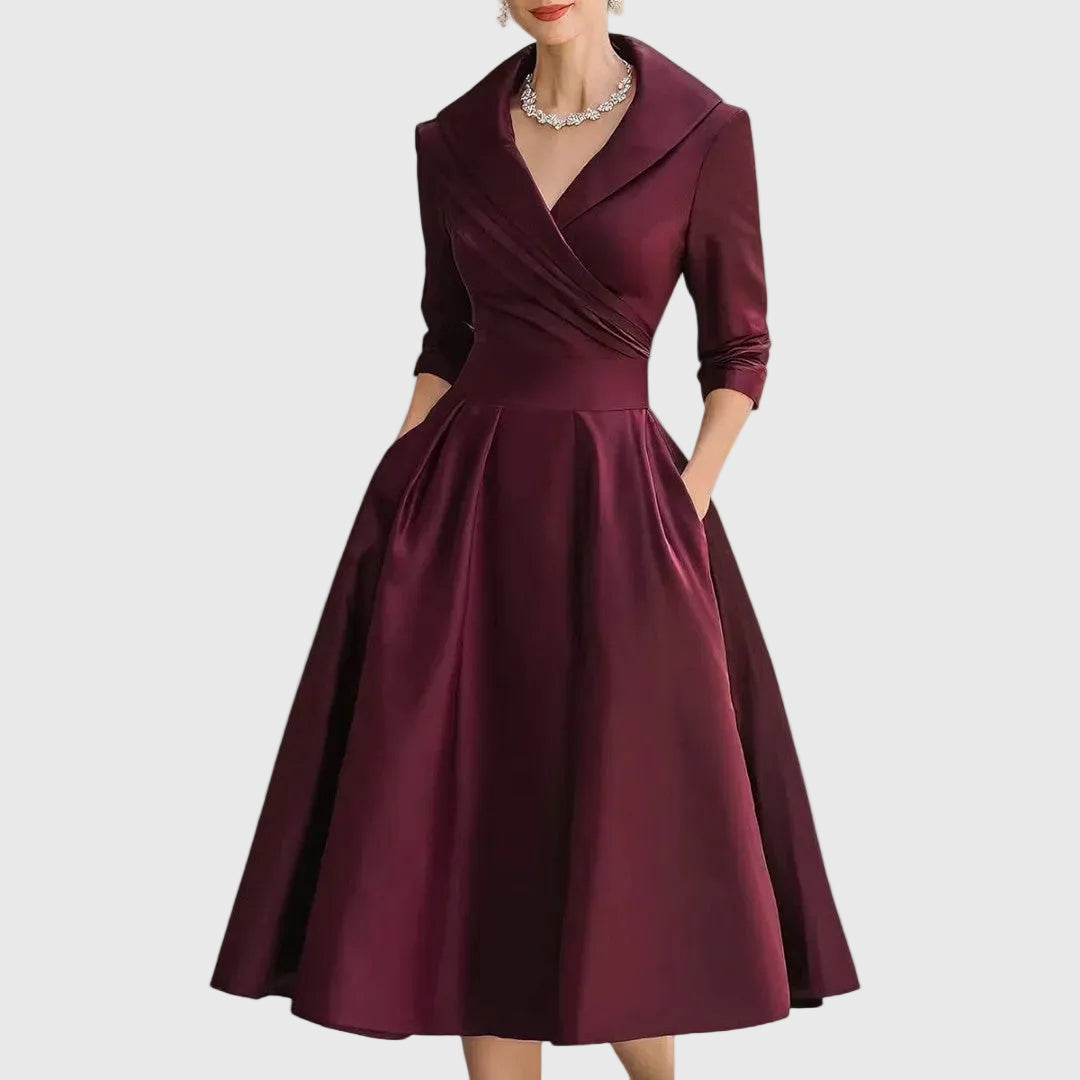 Grațiela – Rochie midi cu guler șal