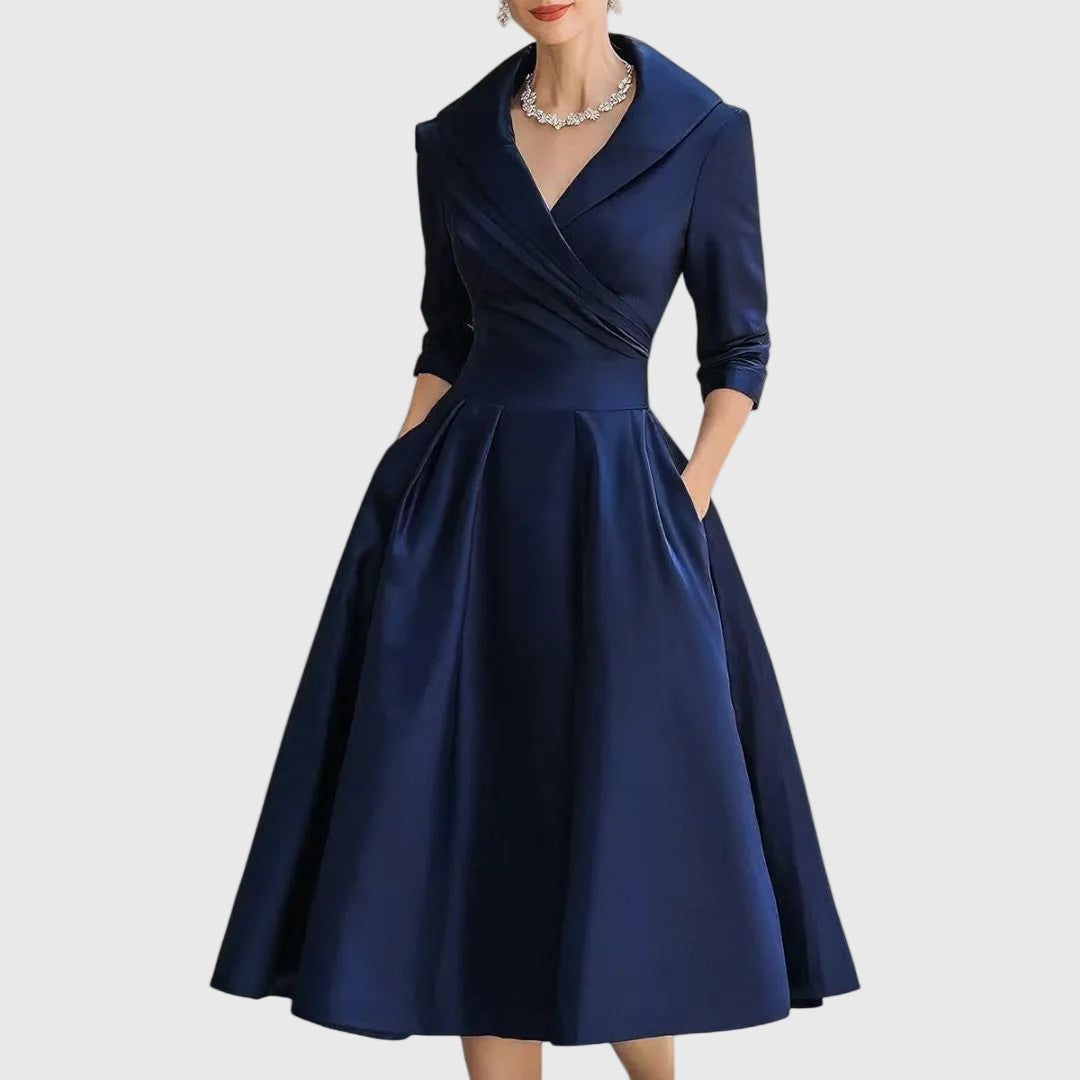 Grațiela – Rochie midi cu guler șal