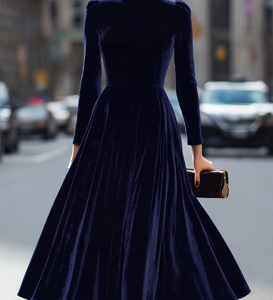 Angela – Rochie din catifea evazată