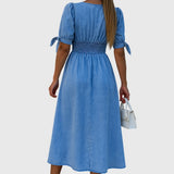 Olimpia – Rochie midi denim cu nasturi