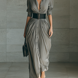 Eugenia – Rochie lungă cu nasturi
