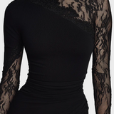Domnița – Rochie mini cu dantelă asimetrică