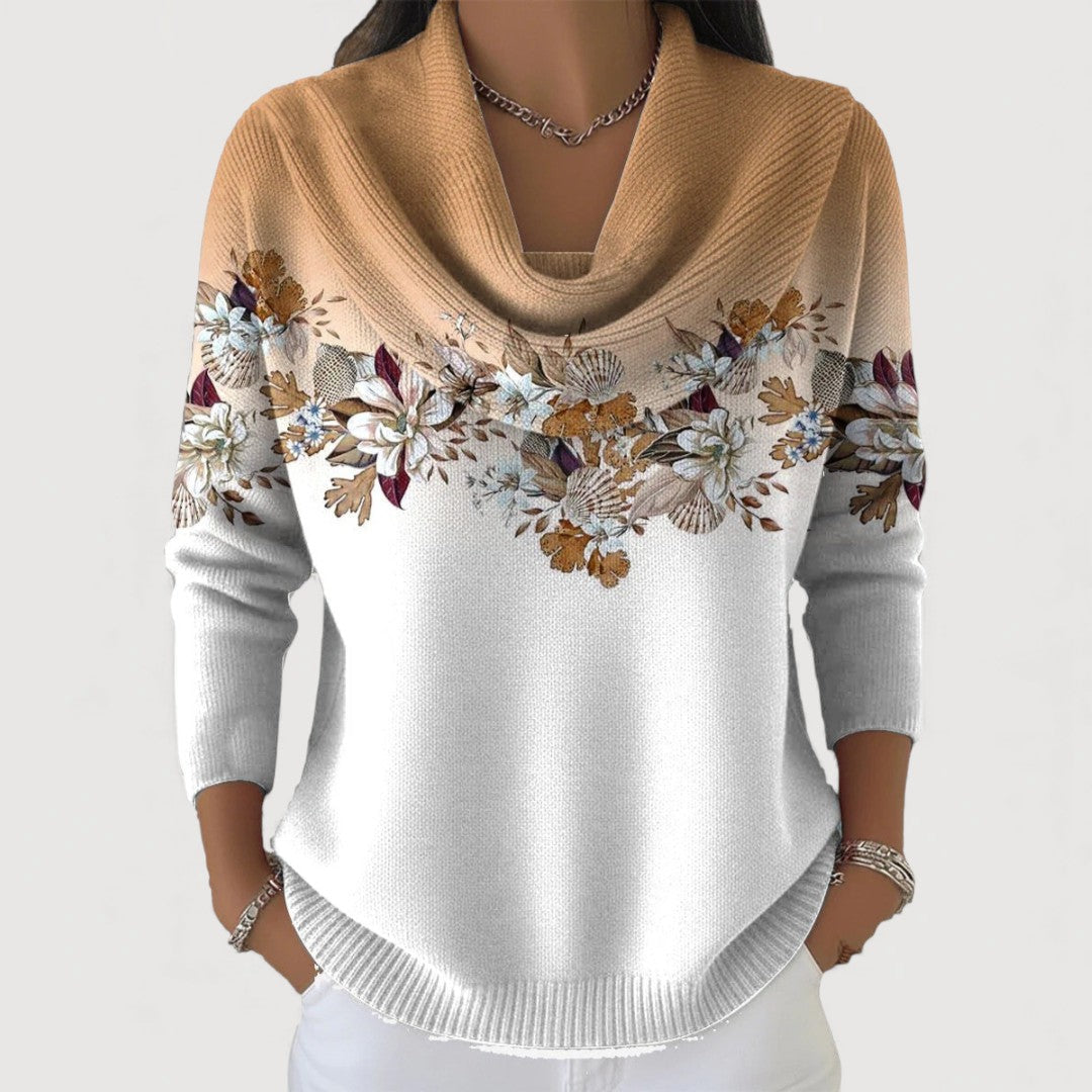 Angelica – Pulover drapat cu flori