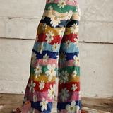 Valeria – Pantaloni largi cu margarete