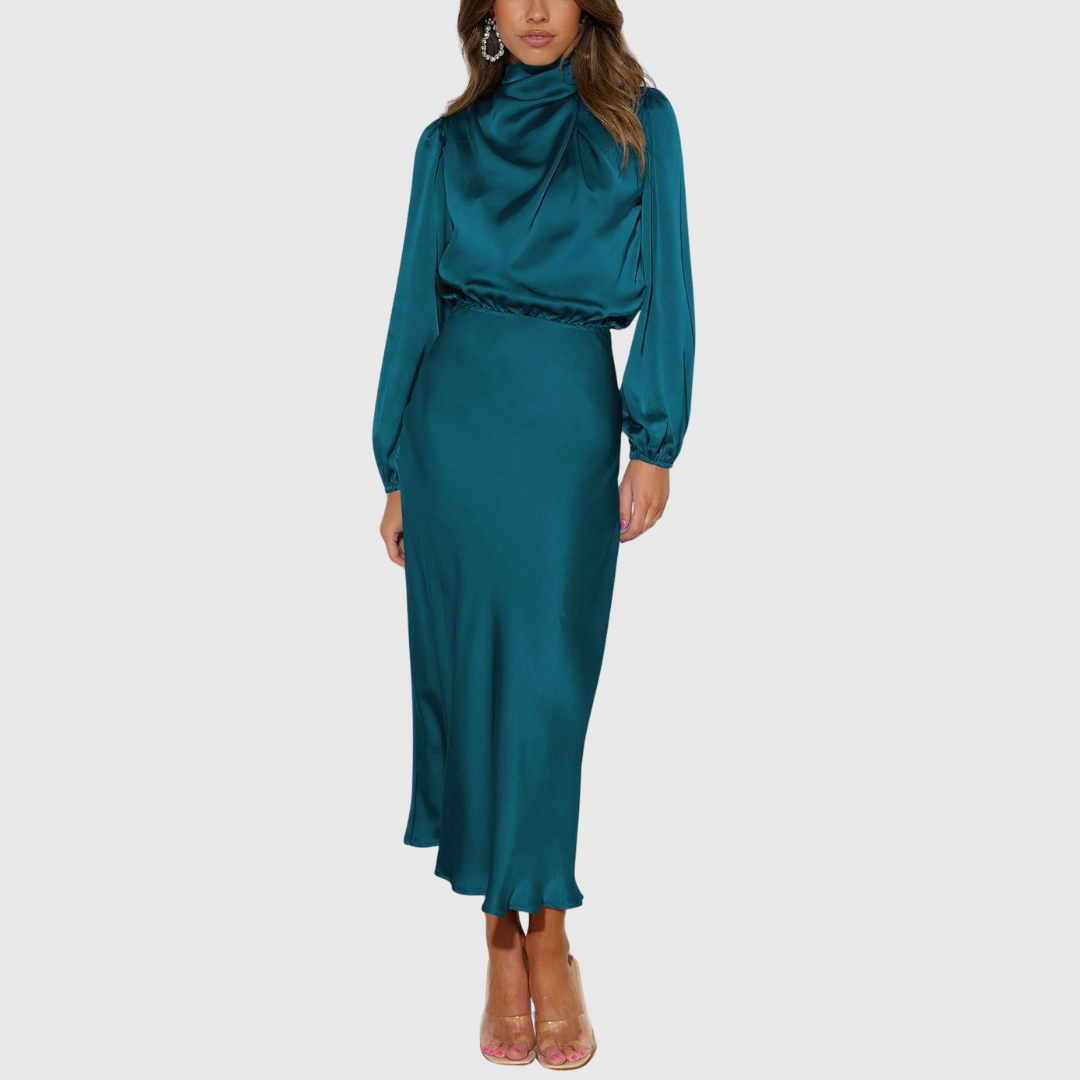 Anastasia – Rochie maxi satinată cu drapaj