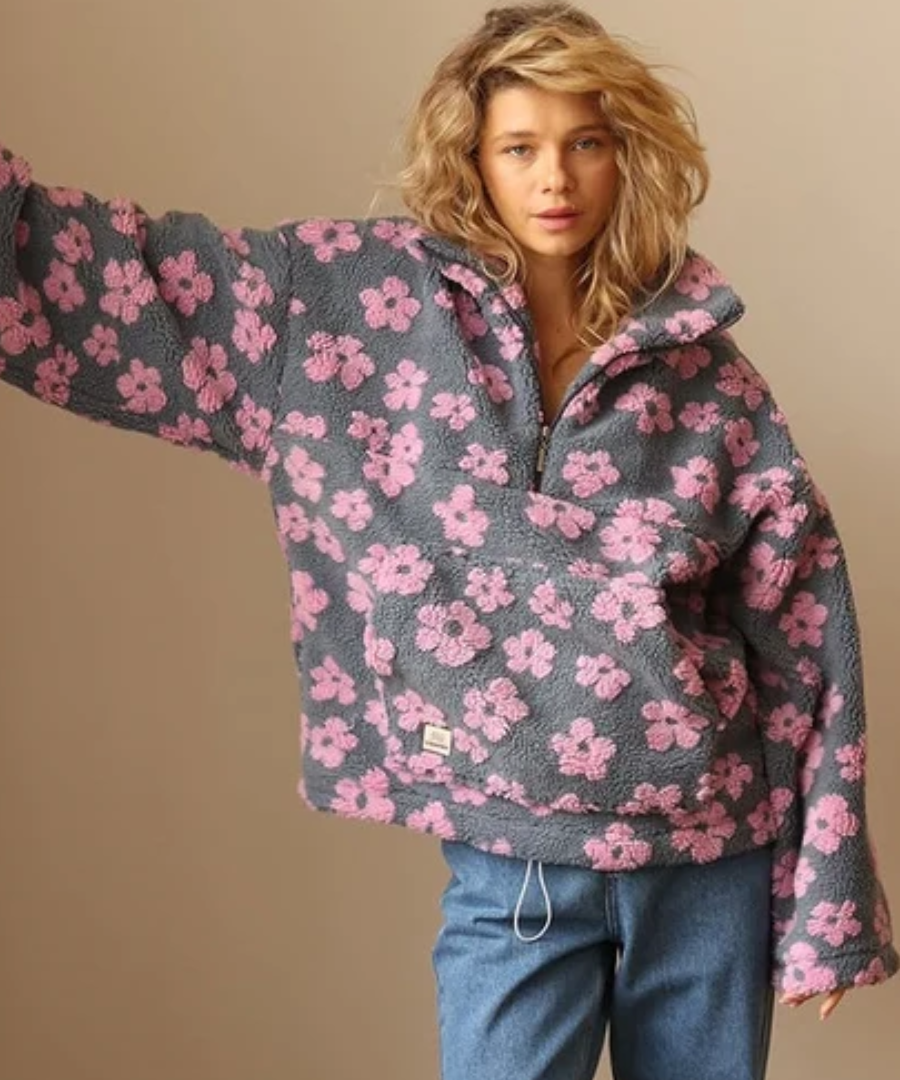 Voica – Pulover teddy cu flori