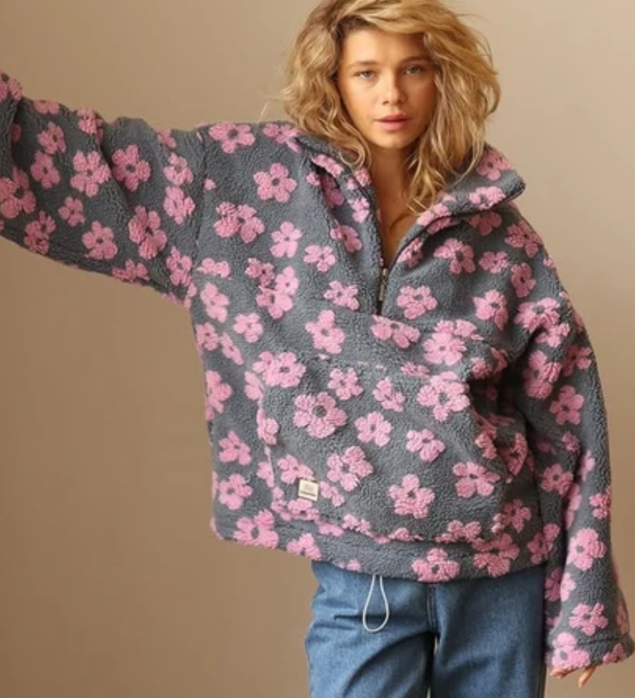 Voica – Pulover teddy cu flori