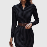 Laurentia – Rochie-cămașă cu dungi fine