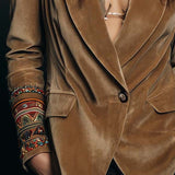 Elvira – Blazer catifelat cu broderie boho