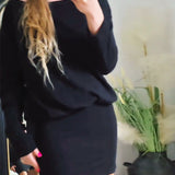 Andreea – Rochie neagră tricotată scurtă