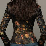 Valentina – Sacou satinat cu flori pictate
