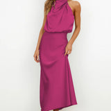 Silvia – Rochie halter din satin