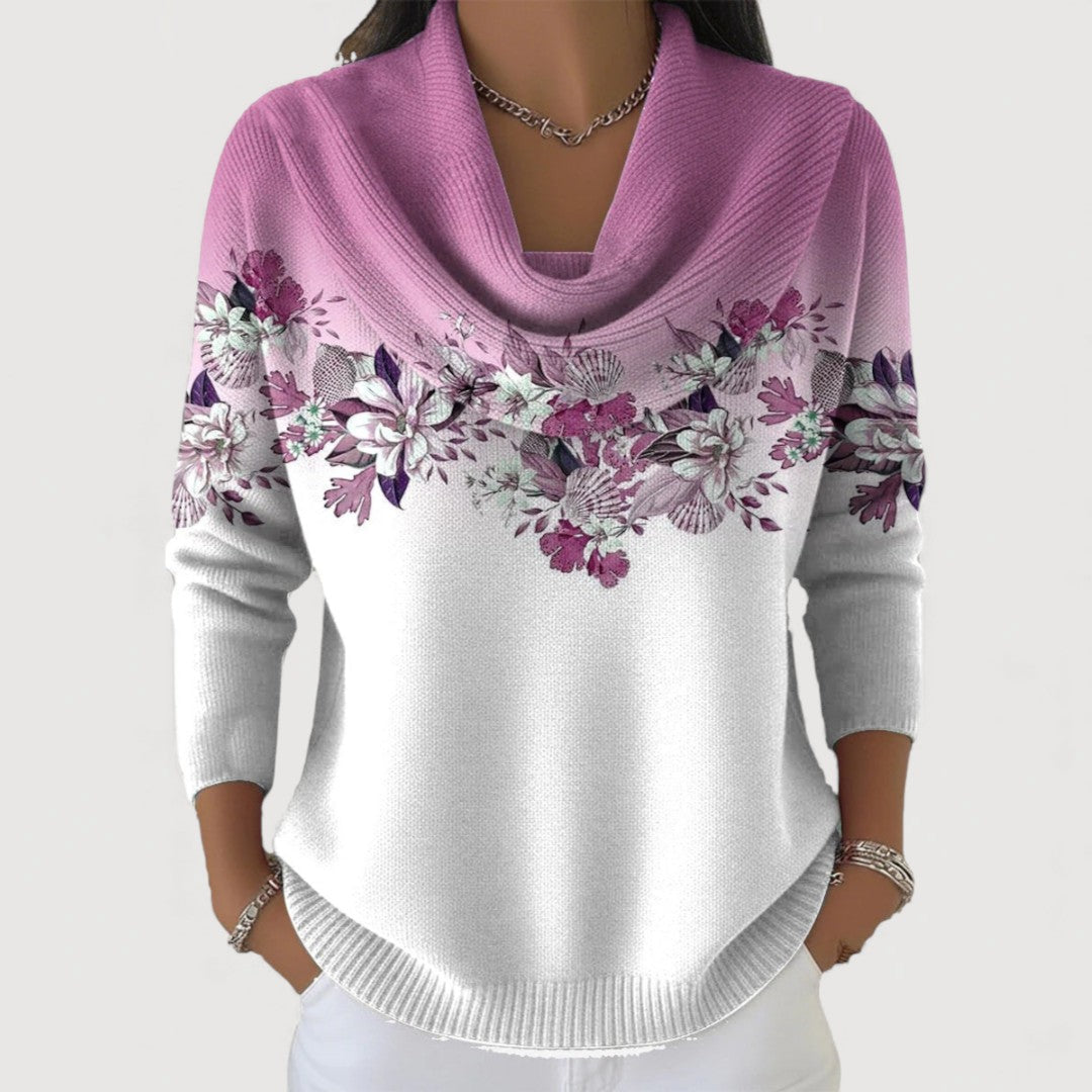 Angelica – Pulover drapat cu flori