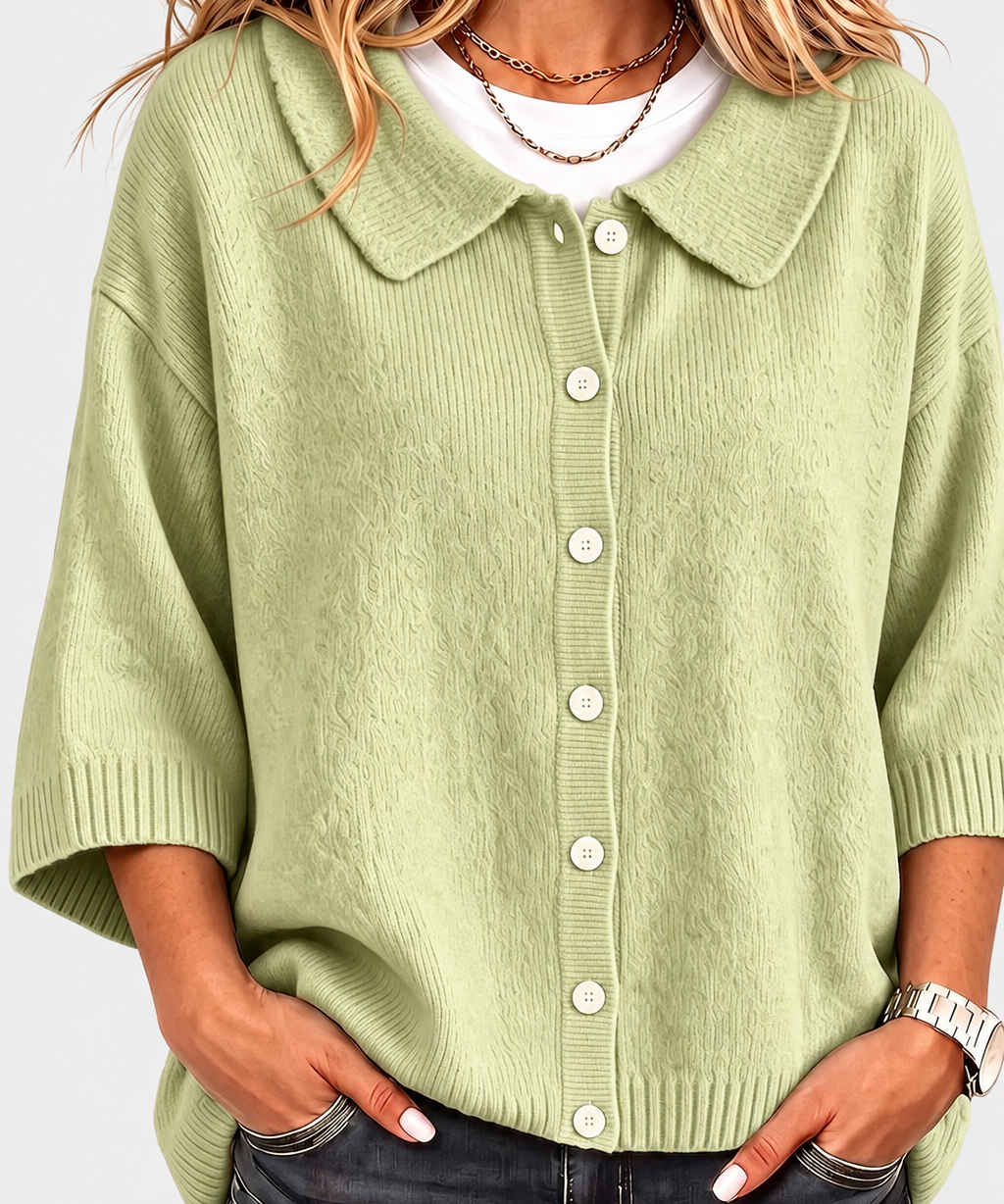 Viorica – Cardigan tricotat cu guler polo
