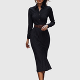 Laurentia – Rochie-cămașă cu dungi fine