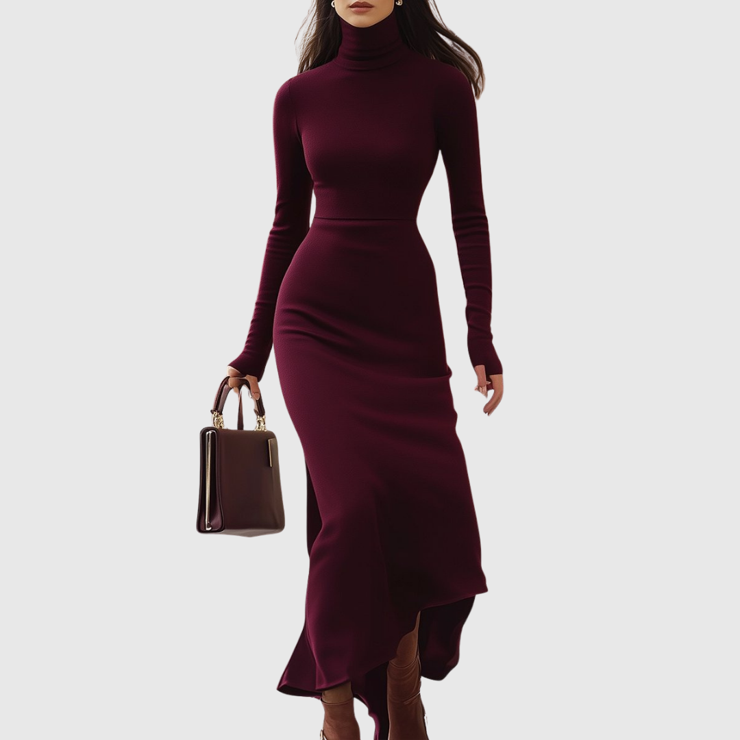 Mihaela – Rochie lungă cu guler înalt