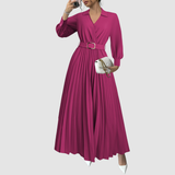 Amelia – Rochie lungă plisată cu curea