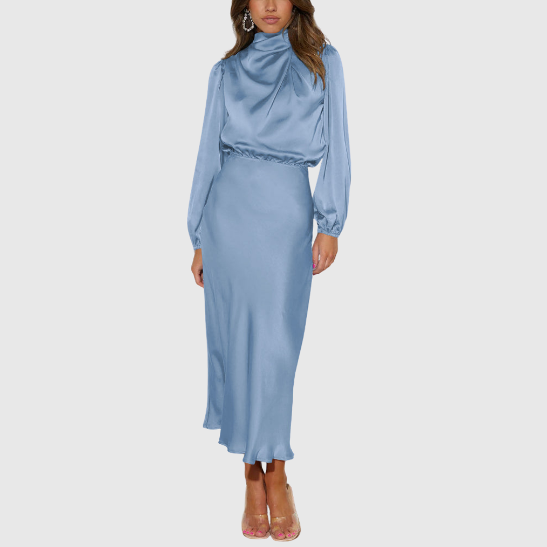 Anastasia – Rochie maxi satinată cu drapaj