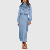 Anastasia – Rochie maxi satinată cu drapaj