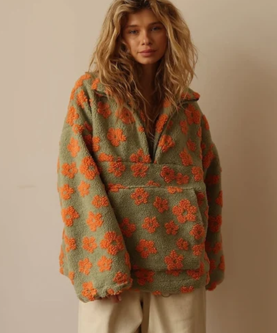Voica – Pulover teddy cu flori