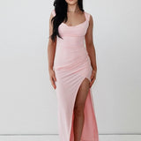 Georgiana – Rochie lungă mulată cu fantă